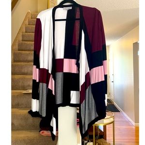 Avenue maroon/ black/white & pink open front